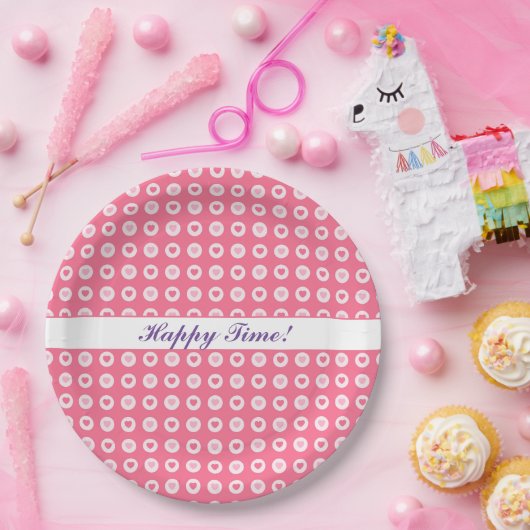Moderne rosa Herz-Liebe-Sammlung Pappteller (Party)