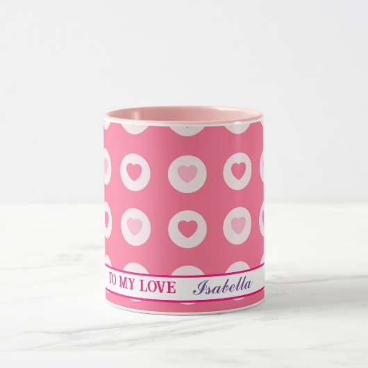 Moderne rosa Herz-Liebe-Sammlung Tasse (Zentrum)
