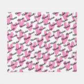 Moderne rosa Herzen Aquarelltextkalligraphie Fleecedecke (Vorderseite (Horizontal))