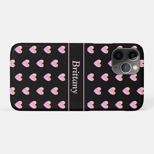 Moderne rosa Herzen auf schwarz Case-Mate iPhone Hülle (Rückseite (Horizontal))
