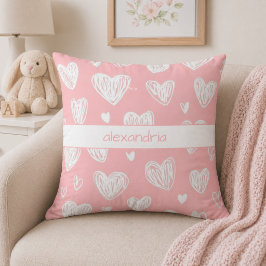 Moderne rosa Herzen Monogramm Kissen