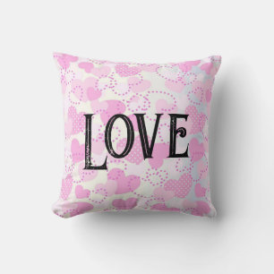 Moderne rosa Herzen Wasserfarbe Text Kalligrafie Kissen