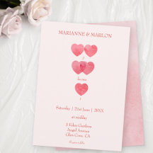 Moderne rosa Herzen 'Zwei werden Eins' Hochzeit