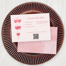 Moderne rosa Herzen 'Zwei werden Eins' QR-Code