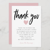 Moderne rosa Herzkinderdusche Dankeskarte (Vorne/Hinten)