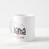 Moderne rosa Herzmuschel heißt Muttertag Kaffeetasse (Vorderseite Links)