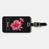 Moderne rosa Hibiskus Blume individuell anpassbar Gepäckanhänger (Vorderseite horizontal)