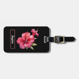 Moderne rosa Hibiskus Blume individuell anpassbar Gepäckanhänger