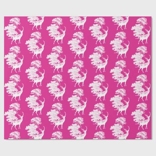 Moderne Rosa Hirschbaumtoilette Geschenkpapier (Flach)