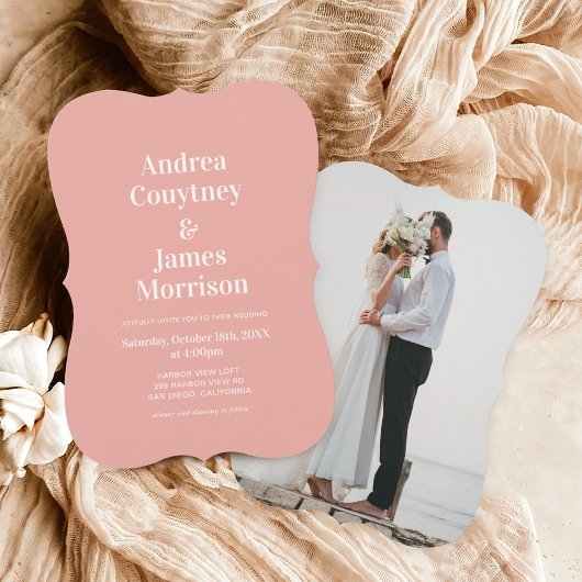 Moderne rosa Hochzeit Einladung