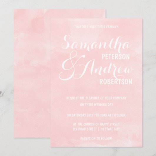Moderne, rosa Hochzeit Einladung (Vorne/Hinten)