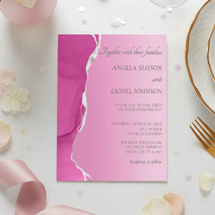 Moderne rosa Hochzeit mit zerrissenem Rand Einladung