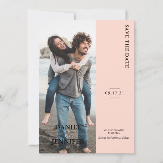 Moderne rosa Hochzeit rettet das Datum Save The Date (Vorderseite)