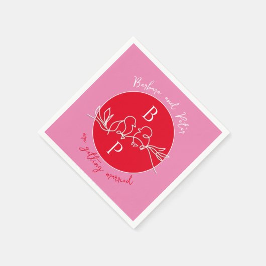 Moderne Rosa Hochzeit Serviette (Ecke)