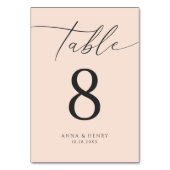 Moderne Rosa Hochzeit Tischnummer (Vorderseite)