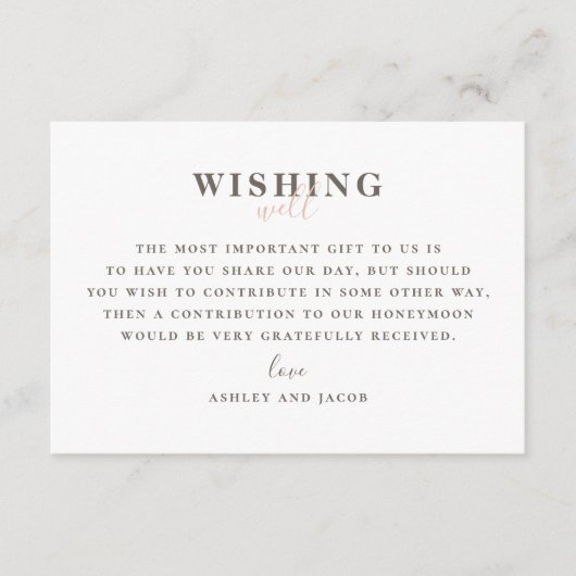 Moderne rosa Hochzeit wünscht sich gut. Typografie Begleitkarte (Vorderseite)