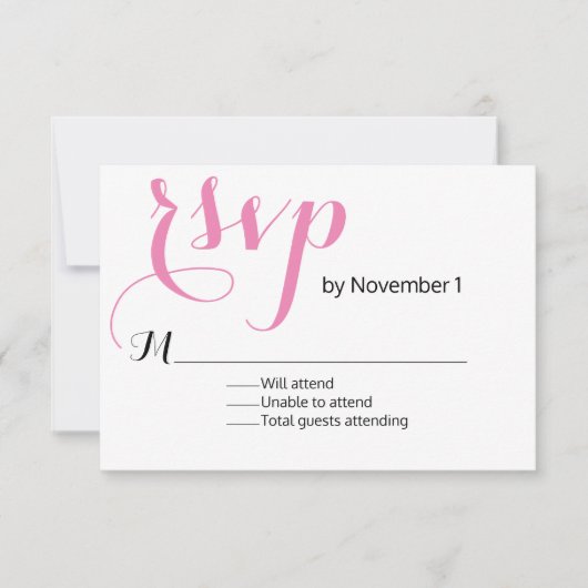 Moderne rosa Hochzeitkarte RSVP Karte (Vorderseite)