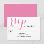 Moderne rosa Hochzeitkarte RSVP Karte (Vorne/Hinten)