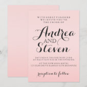 Moderne, rosa Hochzeitsempfehlung Einladung (Vorne/Hinten)