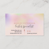 Moderne rosa holografische Pinselstriche Visitenkarte (Rückseite)