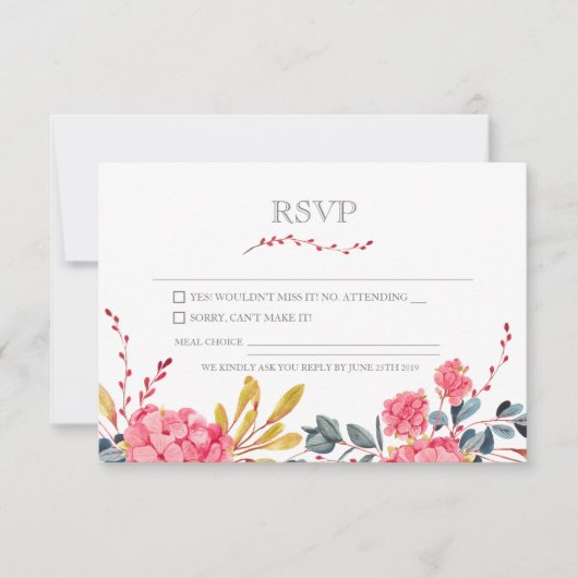Moderne rosa Hübsche RSVP-Karte RSVP Karte (Vorderseite)