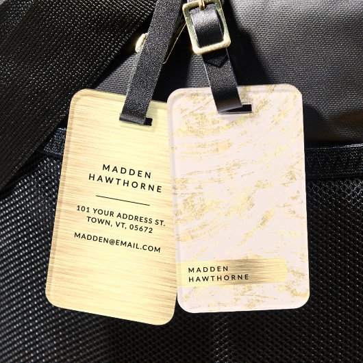 Moderne rosa Imitate Gold Foil gebürstetes Metall Gepäckanhänger