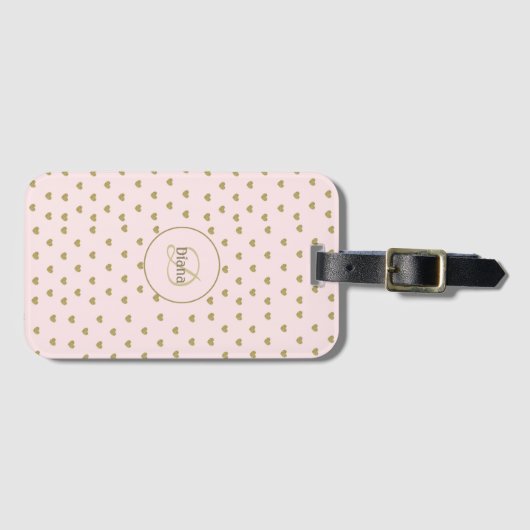 Moderne rosa Initialen Monogram elegant Gepäckanhänger (Vorderseite (Horizontal))
