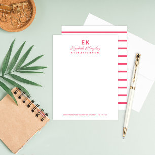 Moderne rosa Initialen Monogramm Geschäft Mitteilungskarte