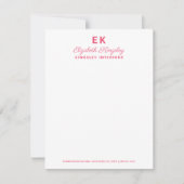 Moderne rosa Initialen Monogramm Geschäft Mitteilungskarte (Vorderseite)