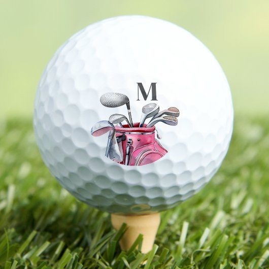Moderne rosa Initialen-Monogramm Golfball