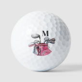 Moderne rosa Initialen-Monogramm Golfball (Vorderseite)