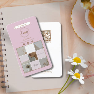 Moderne rosa Instagramm Foto Collage Business Card Visitenkarte