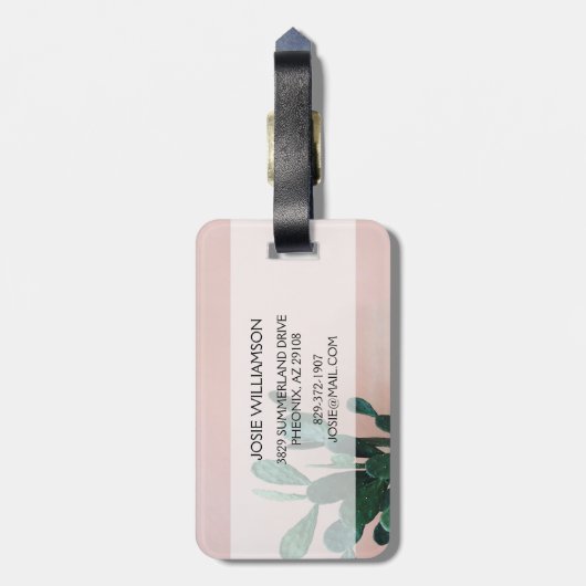 Moderne rosa Kaktus Gepäckanhänger (Rückseite vertikal)