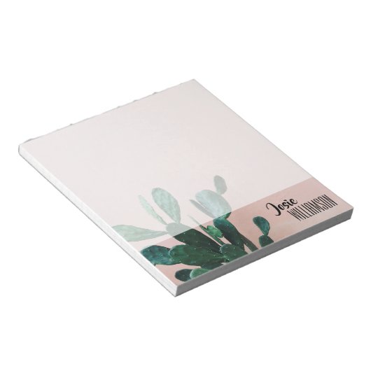 Moderne rosa Kaktus Notizblock (angewinkelt)