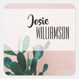 Moderne rosa Kaktus Quadratischer Aufkleber