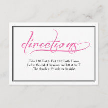 Moderne rosa Kalligrafie-Hochzeitswegweiserkarte