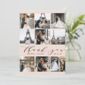 Moderne rosa Kalligraphie 9 FotoCollage Dankeskarte (Stehend Vorderseite)