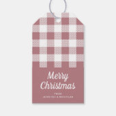 Moderne rosa Kariert frohe Weihnachten Geschenkanhänger (Vorderseite)
