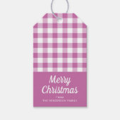 Moderne rosa Kariert frohe Weihnachten Geschenkanhänger (Vorderseite)