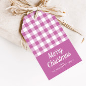 Moderne rosa Kariert frohe Weihnachten Geschenkanhänger