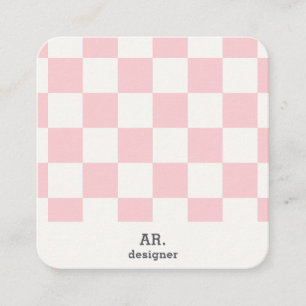Moderne rosa karierte QR-Code-Visitenkarte Quadratische Visitenkarte