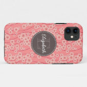 Moderne rosa KirschBlumen mit Monogramm Case-Mate iPhone Hülle (Rückseite (Horizontal))