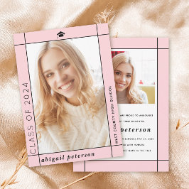 Moderne Rosa-Klasse 2025 Abschluss Foto Ankündigung