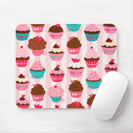 Moderne rosa kleine Kuchen Girly Mousepad (Mit Mouse)