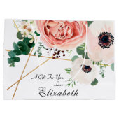 Moderne rosa Koralle, botanisch floral Große Geschenktüte (Rückseite)