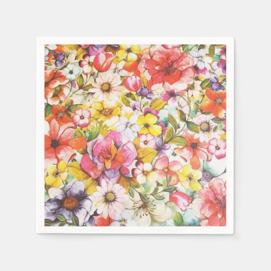 Moderne rosa Korallenkoralle, botanisch-Aquarellbl Serviette (Vorderseite)