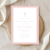Moderne rosa Kreuz Mädchen Konfirmation Einladung
