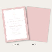 Moderne rosa Kreuz Mädchen Konfirmation Einladung