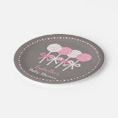 Moderne rosa Kuchen-Pop-Baby-Duschen-Versorgungen Pappteller (Schrägansicht)