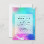 Moderne rosa Leaf Wasserfarbe Einladung Hochzeit (Vorderseite)